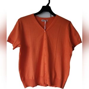 Grace Karin Short Sleeves V-Neck Lightweight Cardigan - Orange - XXL - NWT